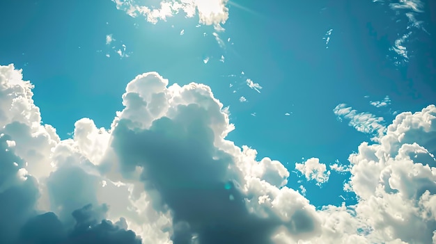 Cielo soleado con nubes esponjosas perfecto para fondos y diseños atmósfera ligera, aireada y edificante capturada en una fotografía AI belleza de la naturaleza en una vista simple