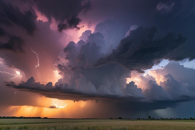 Cielo tormentoso con nubes dramáticas de una tormenta que se acerca al atardecer