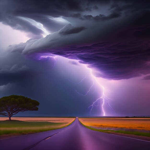 Cielo tormentoso con relámpagos