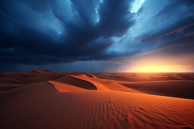 Cielos nublados Desierto al anochecer