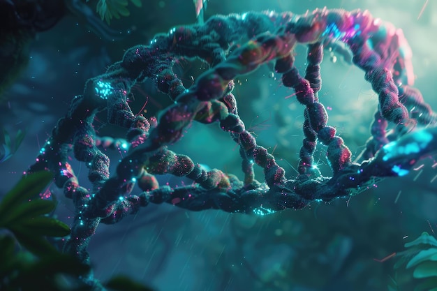 Foto ciência biotecnologia ilustração de dna e ilustração abstrata