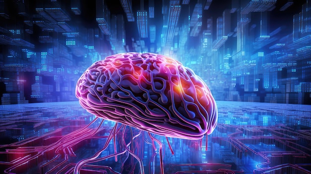ciencia cerebro mente digital ilustración inteligencia humano abstracto diseño innovación idea ciencia cerebro mente digital ai generado
