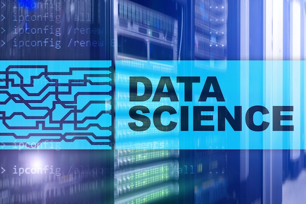 Ciencia de los datos Concepto de inteligencia artificial Fondo de la supercomputadora futurista