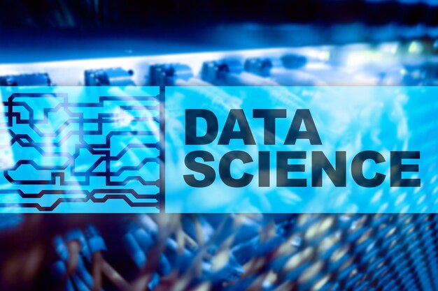 Ciencia de los datos Concepto de inteligencia artificial Fondo de la supercomputadora futurista