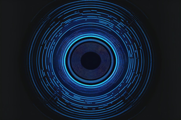 Ciência de tecnologia futurista de linhas circulares azuis
