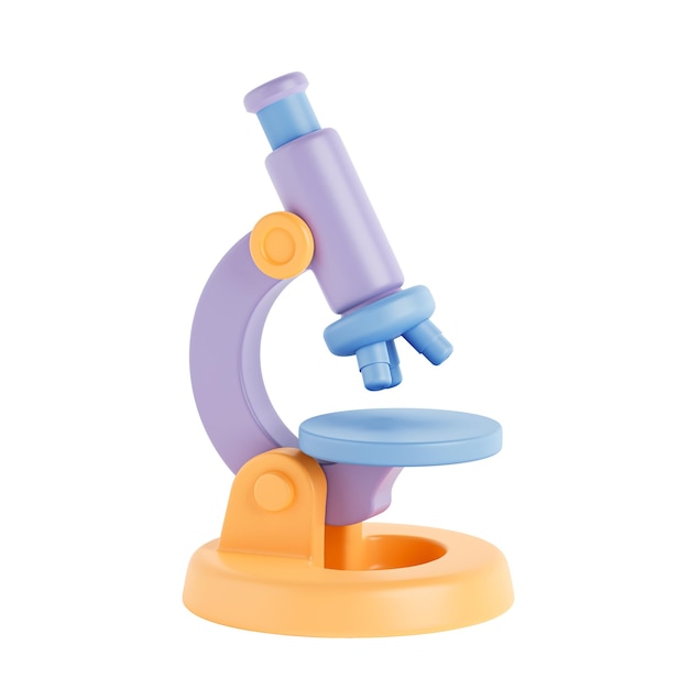 Ciencia y Educación Concepto Colorido Estilo de dibujos animados Microscopio Icono Renderización 3D