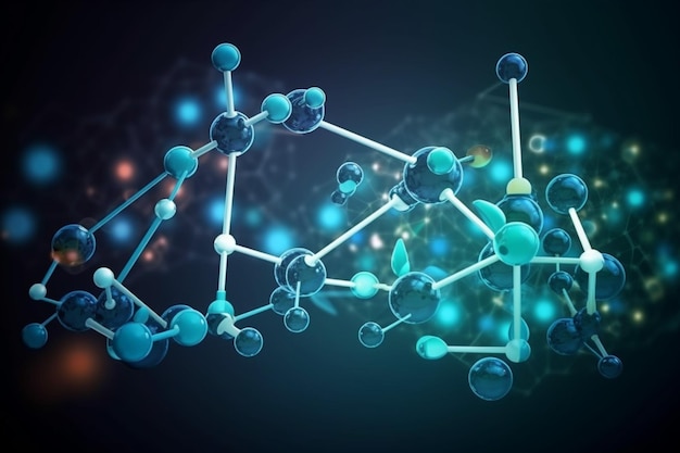 Ciencia Estructura molecular primer plano plantilla de fondo papel tapiz o banner IA generativa