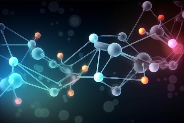 Ciencia Estructura molecular primer plano plantilla de fondo papel tapiz o banner IA generativa