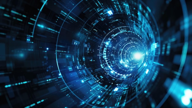 Ciencia ficción abstracta espacio exterior y concepto de viaje en el tiempo fondo azul