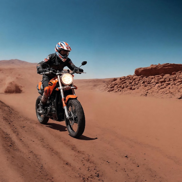 Ciencia ficción futurista de bicicleta en camino de tierra IA generativa