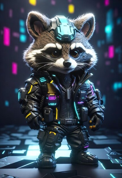 Ciencia ficción futurista Racoon de alta resolución