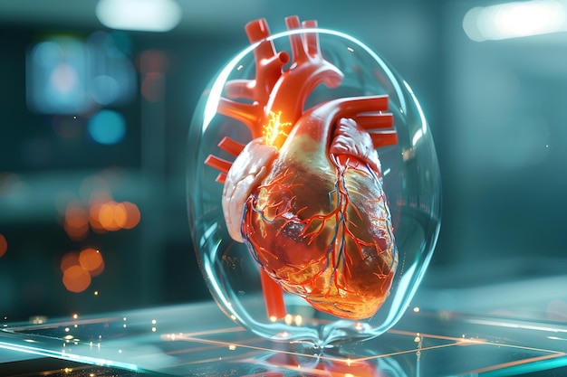 Ciencia médica cardíaca de vanguardia Una representación en 3D del futuro de la cardiología