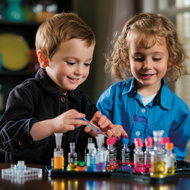 Foto la ciencia provoca experiencias divertidas y educativas en los niños