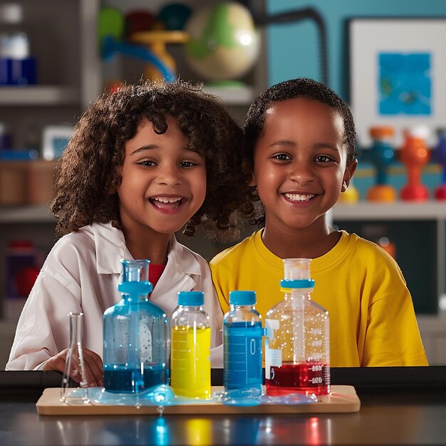 Foto la ciencia provoca experiencias divertidas y educativas en los niños