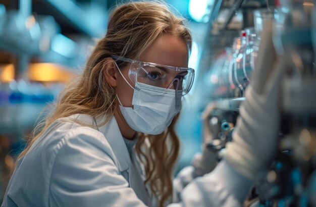 Foto científica que trabaja en un laboratorio