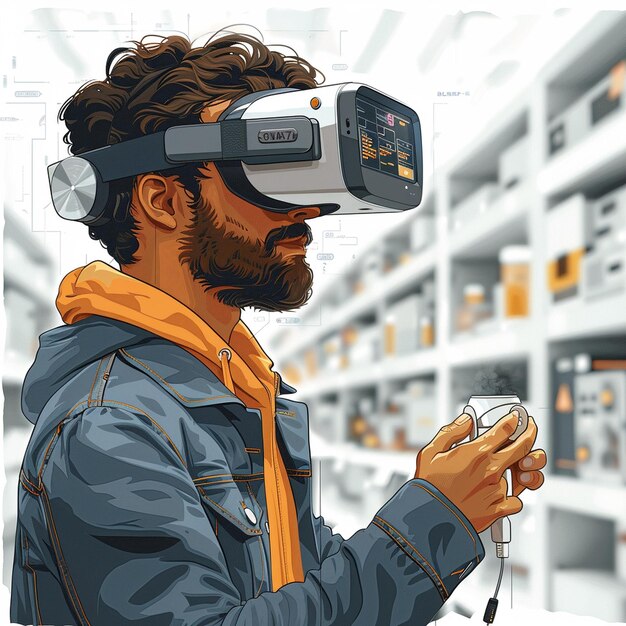 Científico de datos consultor técnico en una ilustración de laboratorio de robótica