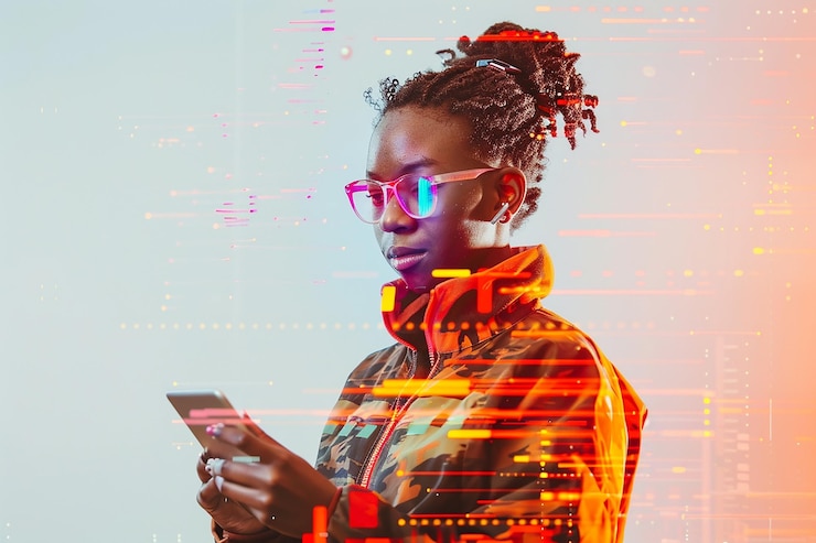 Foto científico de datos que trabaja con tecnología moderna