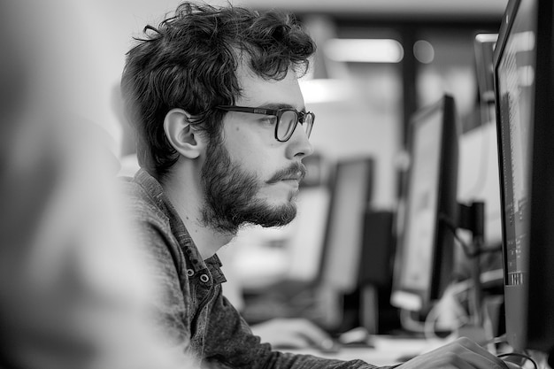 Científico de datos que trabaja con tecnología moderna