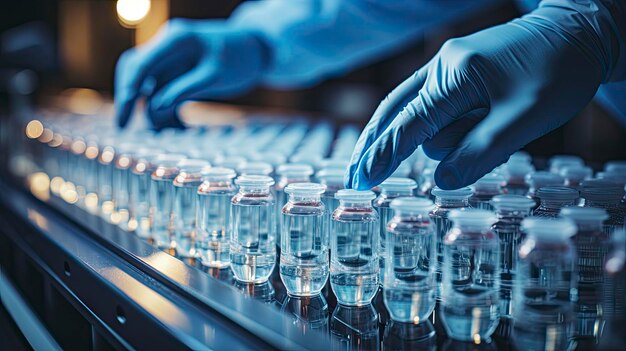 un científico está trabajando en un laboratorio con un frasco de pastillas.