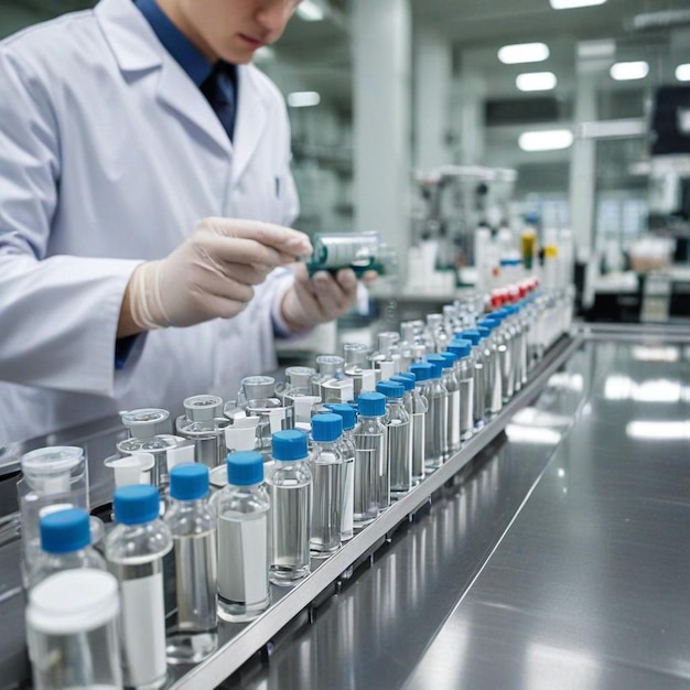 un científico está trabajando en un laboratorio con una tapa azul en él