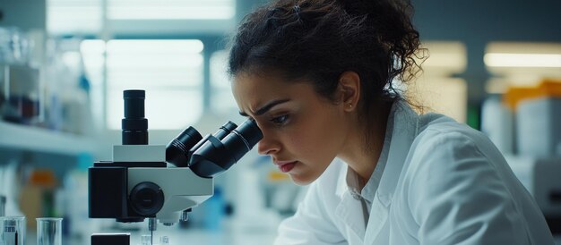 Un científico en un laboratorio usando un microscopio