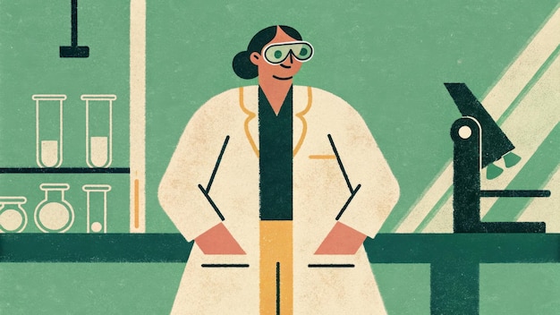 Científico profesional con bata de laboratorio y equipo de protección
