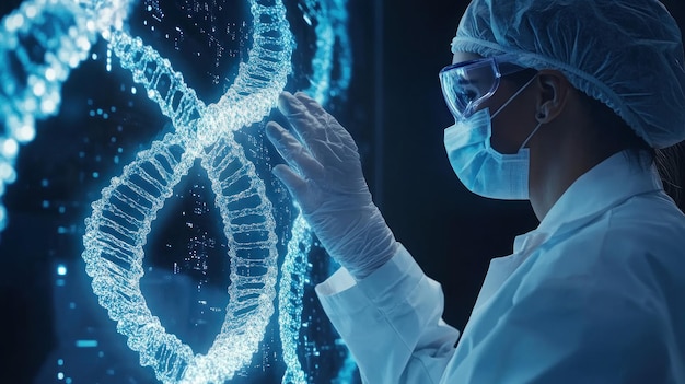 Científico que examina la estructura del ADN