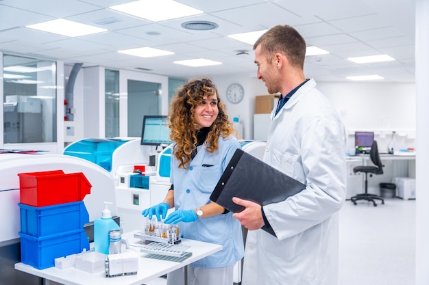 Científico que trabaja en un laboratorio moderno de un hospital