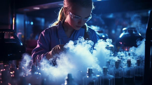 Foto científico trabajando en un laboratorio