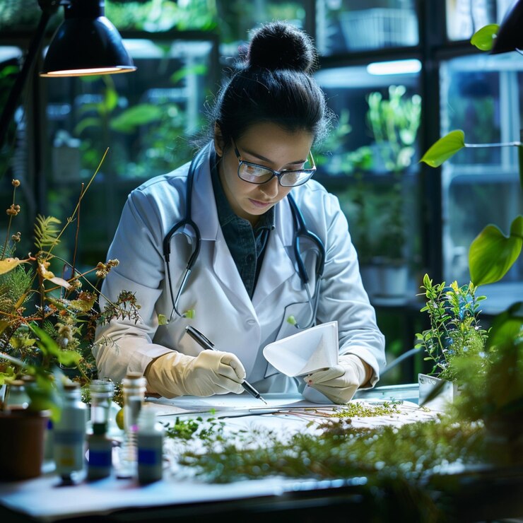 Científicos ambientales realizando investigaciones de campo y pruebas en el laboratorio