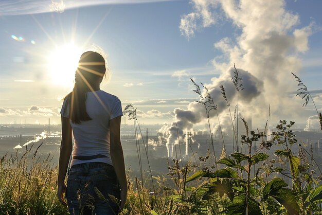 Foto cientistas ambientais estudam os poluentes atmosféricos avaliando os impactos das alterações climáticas na poluição atmosférica