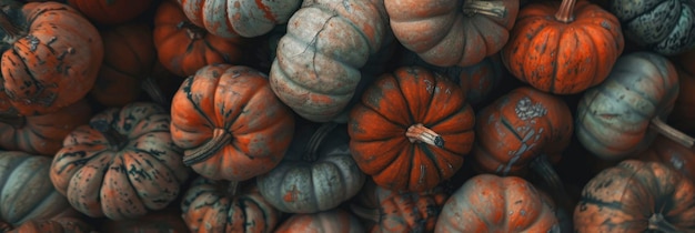 Cierra las calabazas en una pila