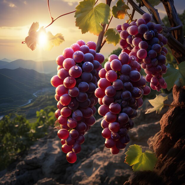 Cierra los grandes racimos de uvas