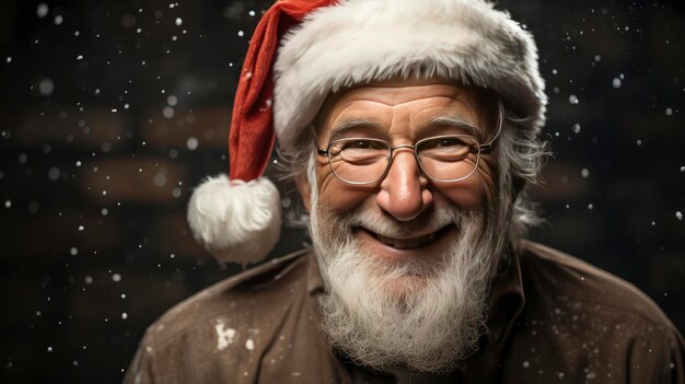 Cierra la mitad de la cara de Papá Noel en fondo gris Ilustraciones en HD