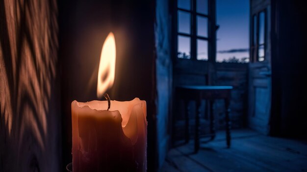 Foto cierra la vela en el cuarto oscuro foto de alta calidad