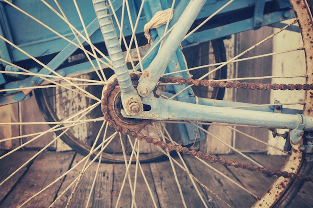 Cierre de la vieja cadena de bicicletas de la vendimia