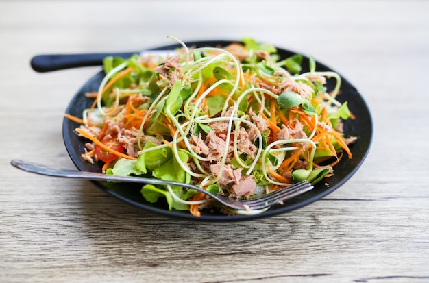 Ciérrese para arriba de la ensalada fresca del atún.