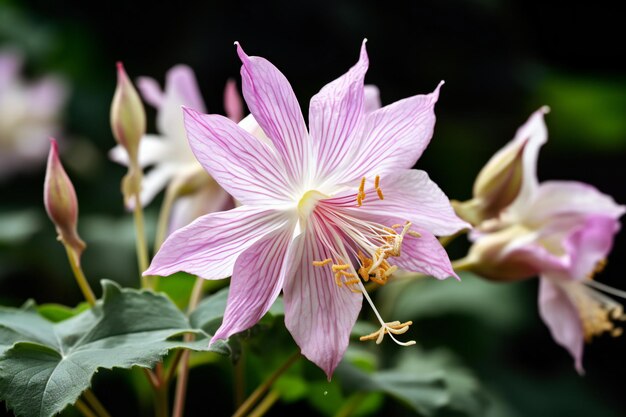 Ciérrese para arriba de la flor rosada y blanca en el jardín foto de archivo