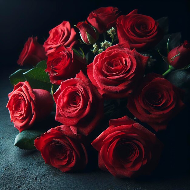 Ciérrese encima del concepto del día de San Valentín del amor romántico de las flores del fondo de la rosa natural fresca
