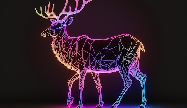 Ciervo de color neón en una fotografía de bosque Imagen generada por IA