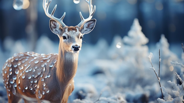 Foto ciervo cristal shiny hecho en invierno