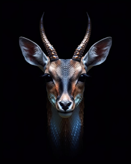 Foto un ciervo con cuernos y un reflejo de una cabeza de ciervo