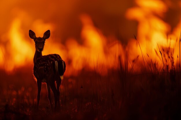 un ciervo está de pie en un campo con el sol detrás de él