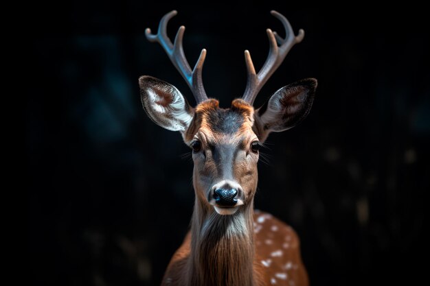 Foto un ciervo meticulosamente conservado a través de la taxidermia que presenta una representación realista de su naturaleza