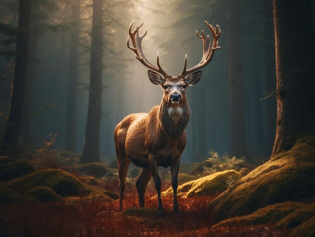 Ciervo realista con fondo de la naturaleza