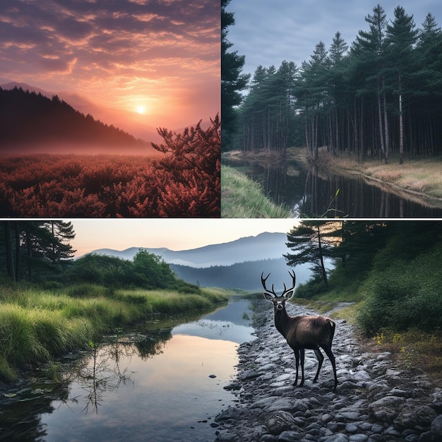 Foto ciervos en la fotografía de la vida silvestre del bosque