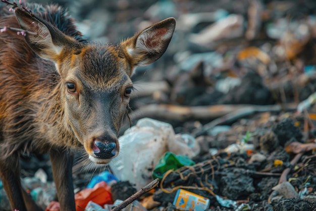 Los ciervos salvajes comen desechos plásticos que resaltan los problemas ambientales globales