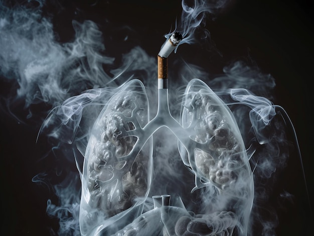 un cigarrillo en los pulmones