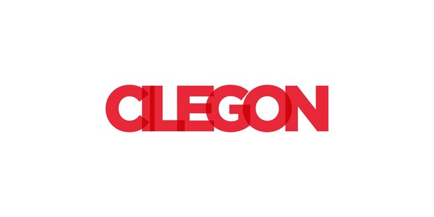 Cilegon im indonesischen Emblem. Das Design zeichnet sich durch eine Vektorillustration im geometrischen Stil mit kräftiger Typografie in einer modernen Schriftart und dem grafischen Slogan-Schriftzug aus