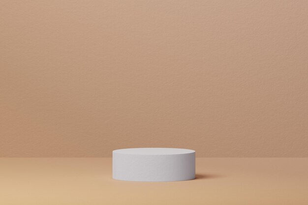 Foto cilindro blanco áspero sobre fondo beige exposición de productos cosméticos o de belleza promoción de ventas concepto de superficie áspera renderización 3d